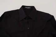 Dolce & Gabbana Black Cotton Collared Long Sleeves Shirt