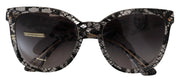 Dolce & Gabbana DG4190 Black Lace Acetate Crystal Round Sunglasses