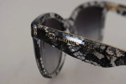 Dolce & Gabbana DG4190 Black Lace Acetate Crystal Round Sunglasses