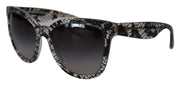 Dolce & Gabbana DG4190 Black Lace Acetate Crystal Round Sunglasses