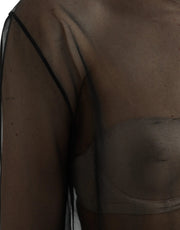 Dolce & Gabbana Black Mesh Turtleneck Sheer Blouse Top