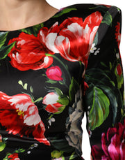 Dolce & Gabbana Black Floral Fiori Pittorici Bodycon Dress