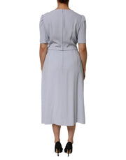 Dolce & Gabbana Light Blue Viscose Blend Floral Applique Dress