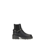 Valentino Garavani Black Calf Leather Bos Taurus Ankle Boots