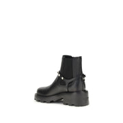 Valentino Garavani Black Calf Leather Bos Taurus Ankle Boots