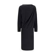 Fabiana Filippi Black Fleece Wool Casual Dress