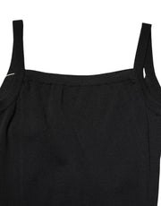 Laneus Black Square Neck Bodycon Ruched Mini Dress