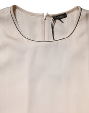 Peserico Beige Viscose Pleated Sleeveless Long Maxi Dress