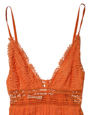 Alberta Ferretti Orange Lace Bustier Layered Maxi Dress