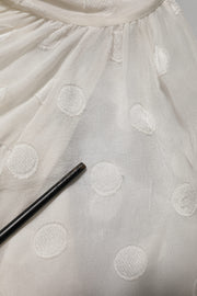 Dolce & Gabbana White Polka Sheer Silk Bow Tie Shirt Blouse Top