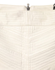 Guess Beige Faux Leather Quilted Mini High Waist Women  Skirt