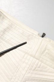 Guess Beige Faux Leather Quilted Mini High Waist Women  Skirt