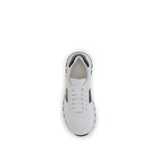 Prada White Calf Leather Bos Taurus Low Top Sneakers