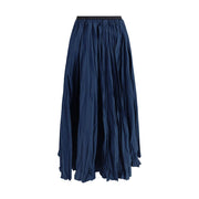 Sara Roka Blue Polyester Midi Skirt