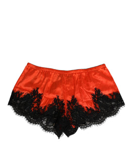 Dolce & Gabbana Red Silk Satin Lace Shorts Underwear