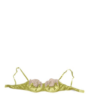 Dolce & Gabbana Lime Green Silk Satin Lace Padded Balconnet Underwear
