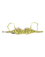 Dolce & Gabbana Lime Green Silk Satin Lace Padded Balconnet Underwear