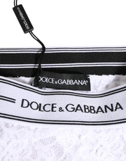 Dolce & Gabbana White Lace Slip Brief Logo Waistband Underwear