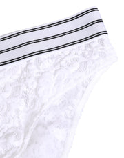 Dolce & Gabbana White Lace Slip Brief Logo Waistband Underwear