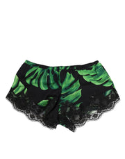 Dolce & Gabbana Black Green Tropical Print Lace Underwear