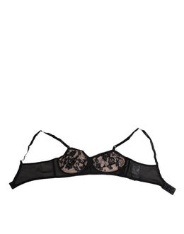 Dolce & Gabbana Black Nude Floral Lace Sheer Bra Underwear