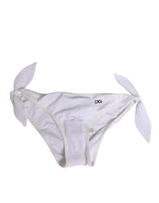Dolce & Gabbana White Side Tie Logo Bikini Bottom Underwear