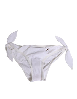Dolce & Gabbana White Side Tie Logo Bikini Bottom Underwear