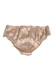 Dolce & Gabbana Rosy Beige Silk Satin Lace Trim Panty Underwear