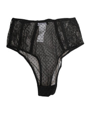 Dolce & Gabbana Black Lace Polka Dot Mesh High Waist Underwear