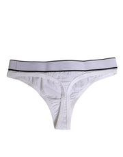 Dolce & Gabbana White Logo Waistband Modal Cotton Thong  Underwear