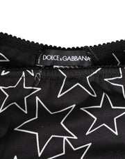 Dolce & Gabbana Black White Star Print Cotton Slip Panty Underwear