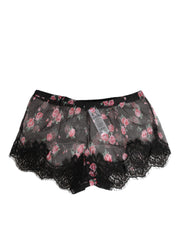 Dolce & Gabbana Black Pink Floral Lace Mesh Lingeri Underwear