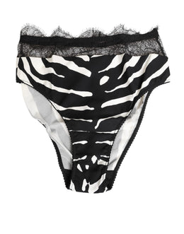 Dolce & Gabbana Black White Zebra Print Lace Trim High Underwear