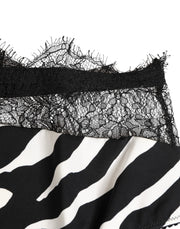 Dolce & Gabbana Black White Zebra Print Lace Trim High Underwear