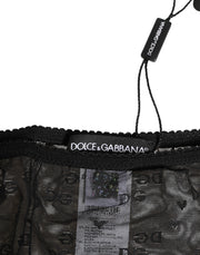 Dolce & Gabbana Black Sheer Mesh Lace Polka Dot Logo Underwear