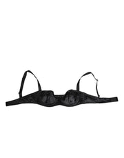 Dolce & Gabbana Black Satin Underwire Bra Lingerie IT2 Underwear