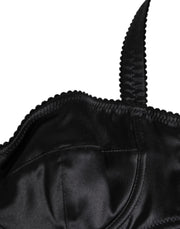 Dolce & Gabbana Black Satin Underwire Bra Lingerie IT2 Underwear