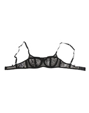 Dolce & Gabbana Black Floral Lace Sheer Underwire Bra Underwear