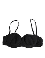 Dolce & Gabbana Black Polyester Embroidered Underwire Bra Underwear