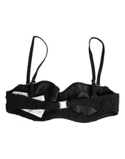 Dolce & Gabbana Black Polyester Embroidered Underwire Bra Underwear