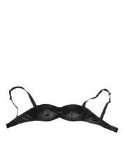 Dolce & Gabbana Black Silk Satin Wireless Lingerie Bra Underwear
