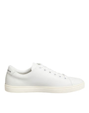 Dolce & Gabbana White Leather Sacre Heart Patch Sneakers  Shoes
