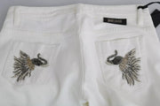 Just Cavalli White Cotton Slim Fit Mid Waist Skinny Trouser Jeans