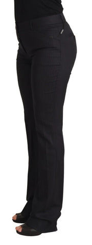 Dolce & Gabbana Black Stripes Mid Waist Trouser Pants
