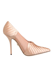 Dolce & Gabbana Cipria Nude Satin Mesh Stiletto Pumps Shoes