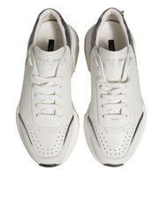 Dolce & Gabbana White Silver DAYMASTER Leather Men Sneakers Shoes