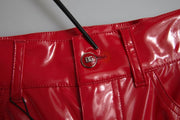 Dolce & Gabbana Red High Waist Skinny Trouser Shiny Pants
