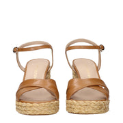 Stuart Weitzman Brown Leather Platform Sandals