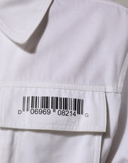 Dolce & Gabbana White Barcode Patch Utility Zip Jumpsuit Pants