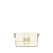PINKO White Calf Leather Bos Taurus Shoulder Bag